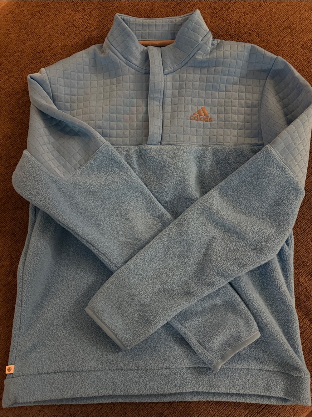 adidas Sky Blue Quilted Yoke Fleece Pullover